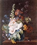 HUYSUM, Jan van Hollyhocks and Other Flowers in a Vase sf Sweden oil painting reproduction